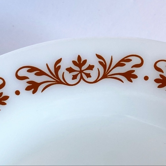 Pyrex Brown Filigree Milk Glass Saucer Plates By Corning  Vintage Made In USA - Picture 3 of 15